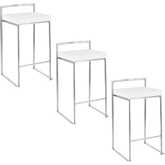 Fuji 26" Stackable Counter Stool in Stainless Steel & White Velvet (Set of 3)